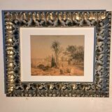 19th century orientalist painting - Algerian landscape - monogrammed drawing