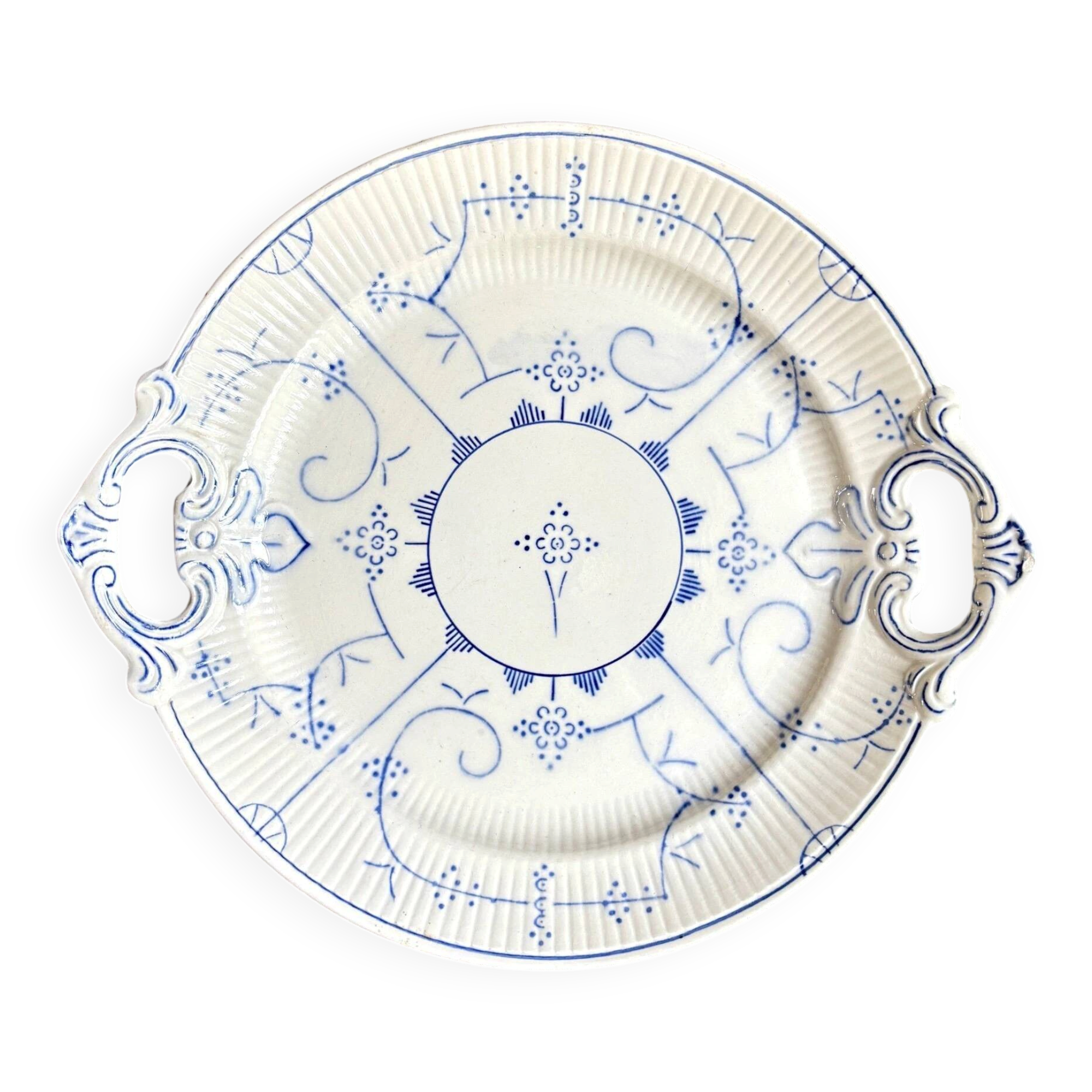 Round earthenware plate by Boch La Louvière in blue glazed earthenware, "Copenhagen" service - 1920s-30s.