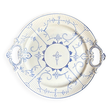 Round earthenware plate by Boch La Louvière in blue glazed earthenware, "Copenhagen" service - 1920s-30s.