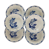 Set of 6 old earthenware soup plates, Sarreguemines Bastia service