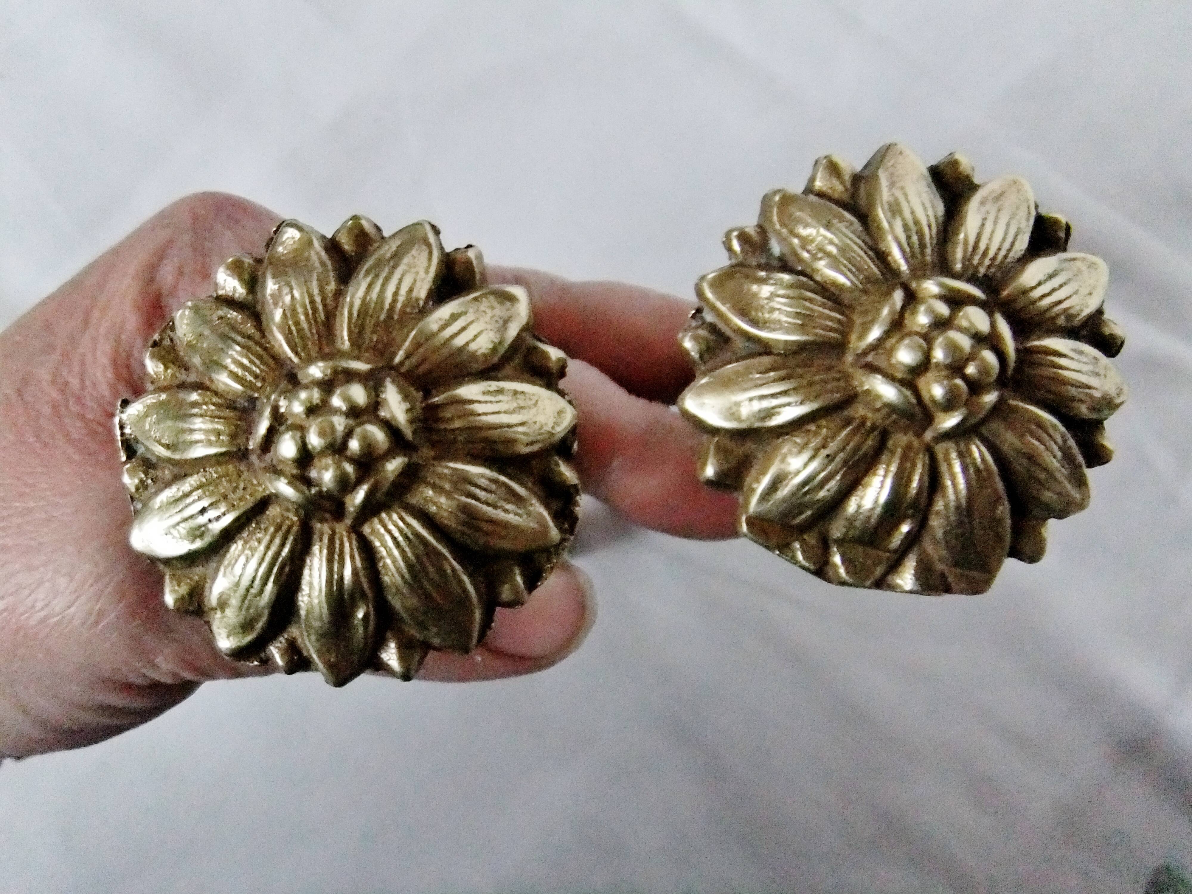 Brass tieback hook, curtain accessory, flower decor