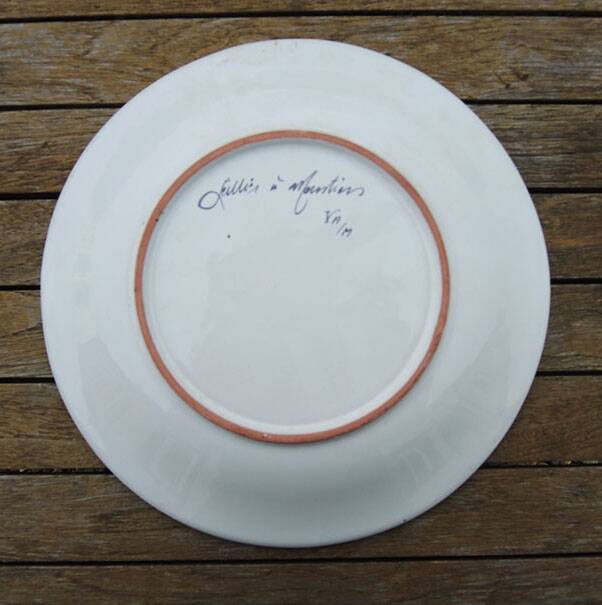 Old Earthenware Flower Plate Lallier Moustiers
