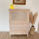 Antique donkey back secretary, white patina with a ceruse effect