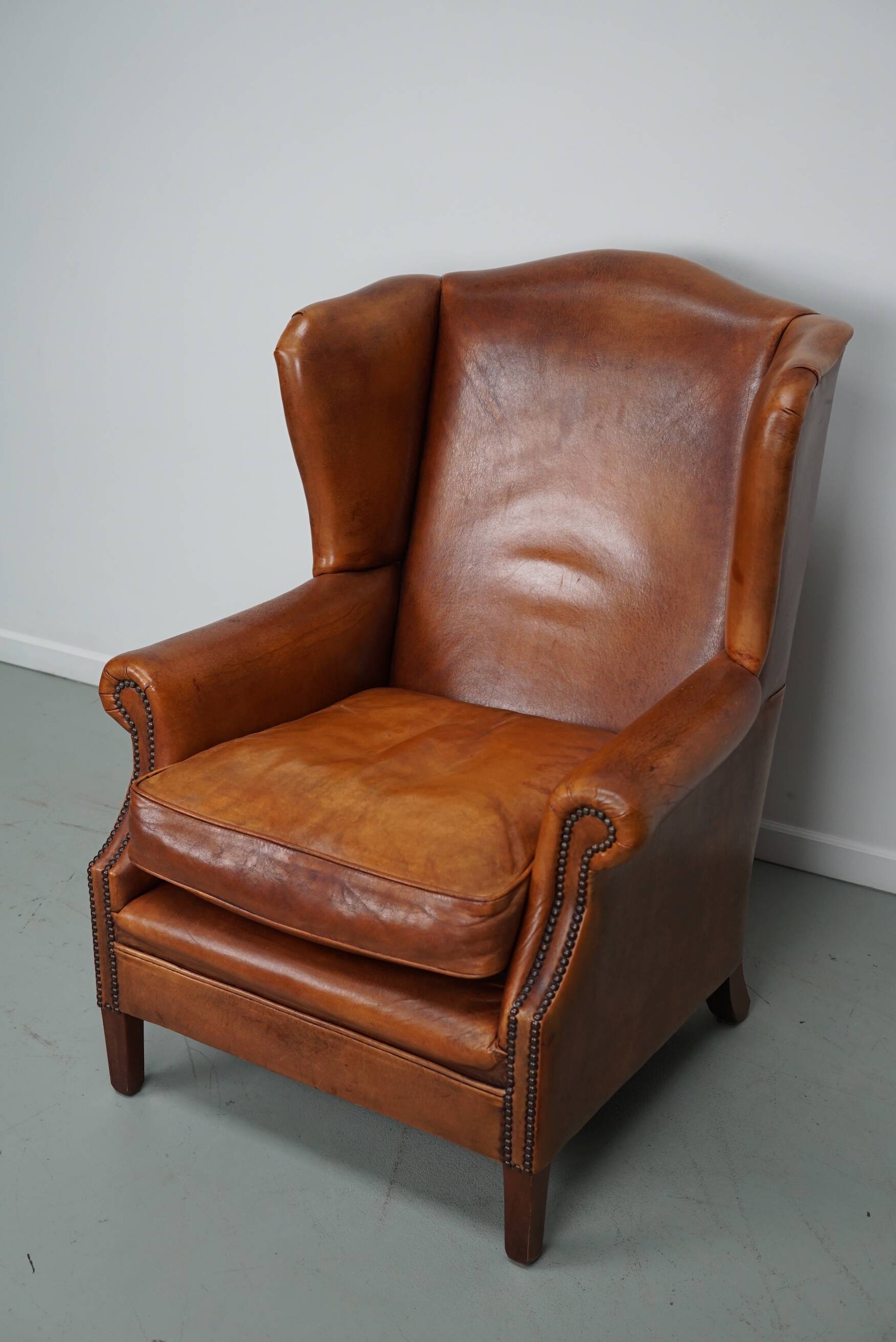 Vintage Dutch Cognac Colored Leather Club Chair