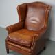 Fauteuil vintage hollandais en cuir cognac