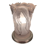 Plexiglass horse lamp in the style of Lalique.