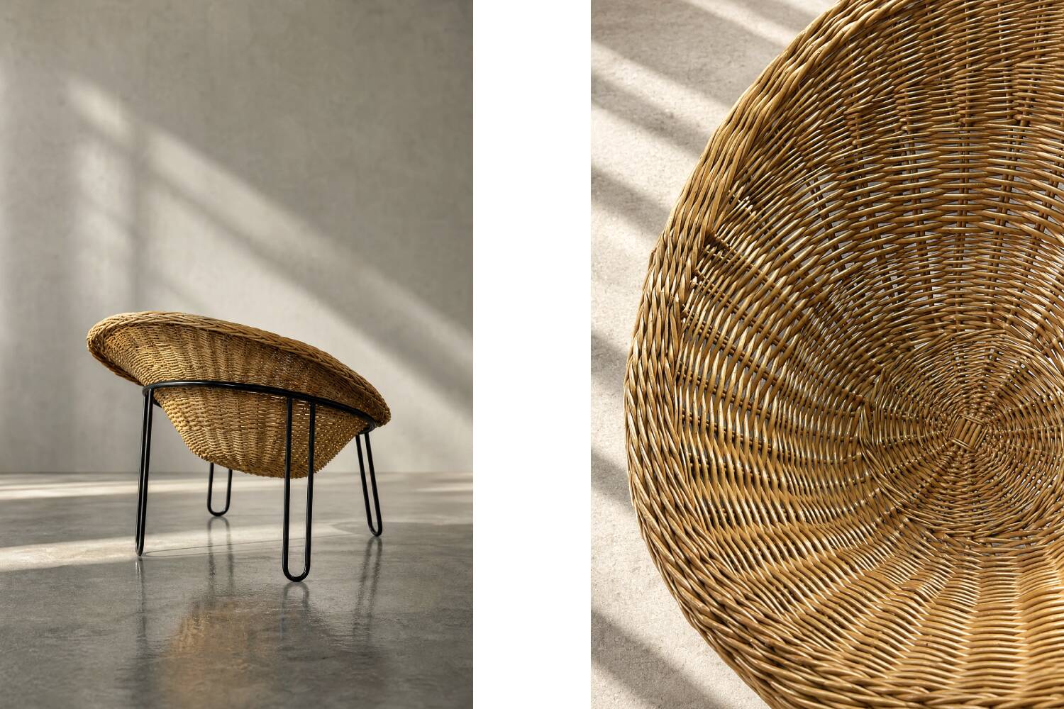 Vintage Mid-Century Italian Modern Boho Rattan Spherical Bowl Chair, 1950s