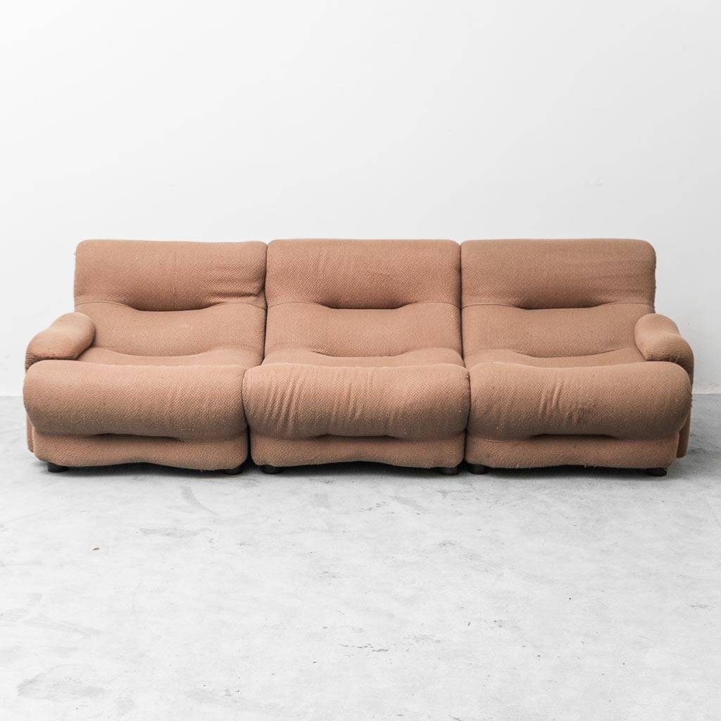 Rezia 3-seater modular vintage sofa by Emilio Guarnacci for 1P, 1970s modernism