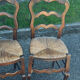 Set of 4 Louis XV straw chairs – solid wood – curved backrest