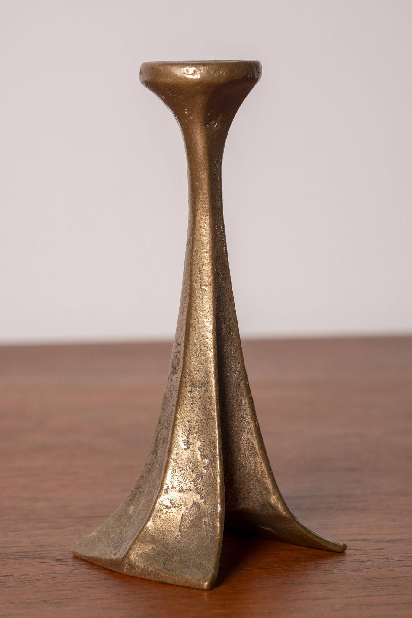Brutalist bronze candlestick by Michael Harjes, 1970s, Germany.