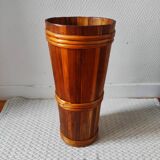 Vintage wooden and rattan umbrella stand