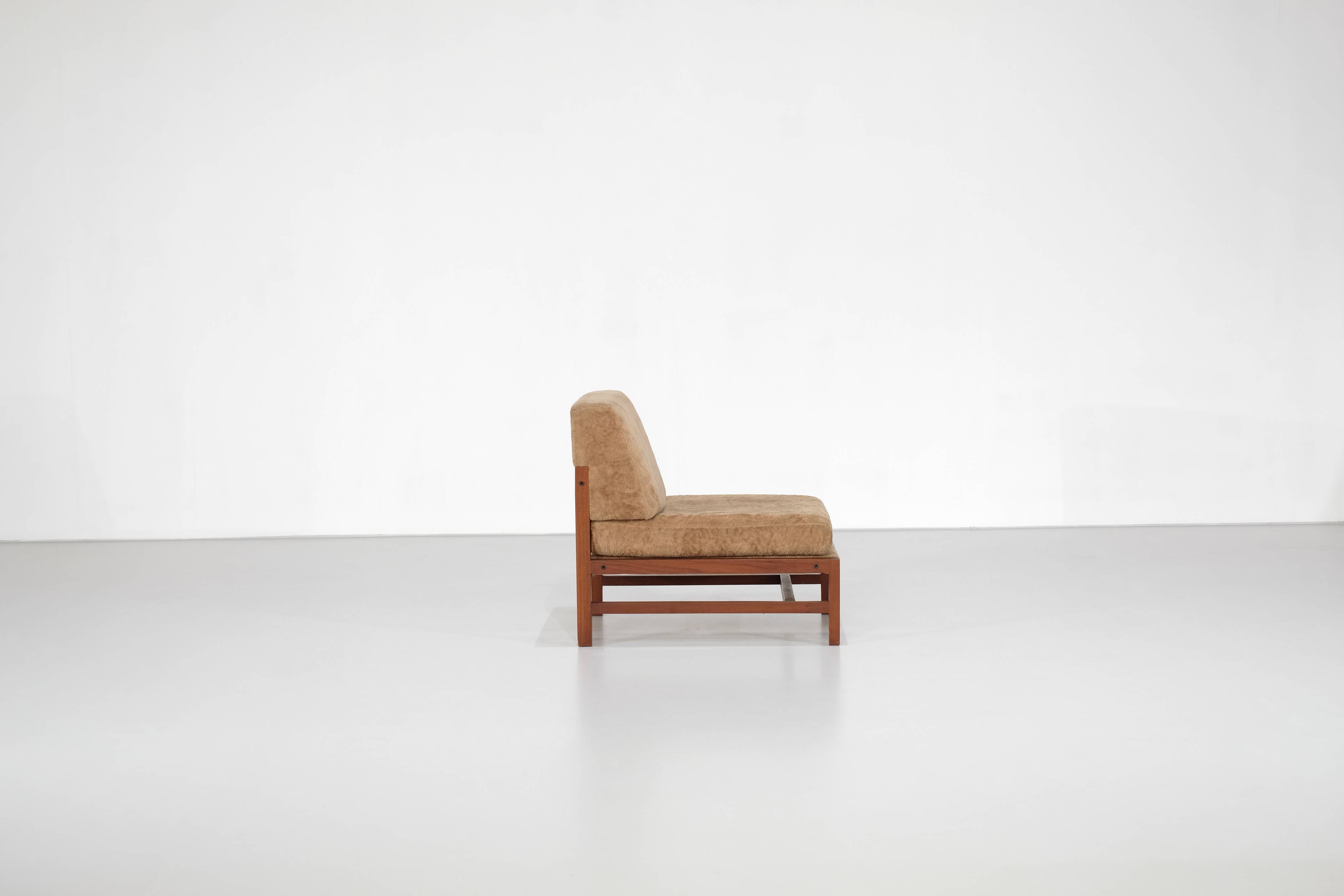 Wooden armchair covered in fabric, Italy, 1960s.
