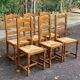 6 solid oak dining chairs with straw 105cm