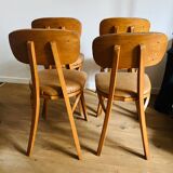 Suite de 4 chaises pieds compas