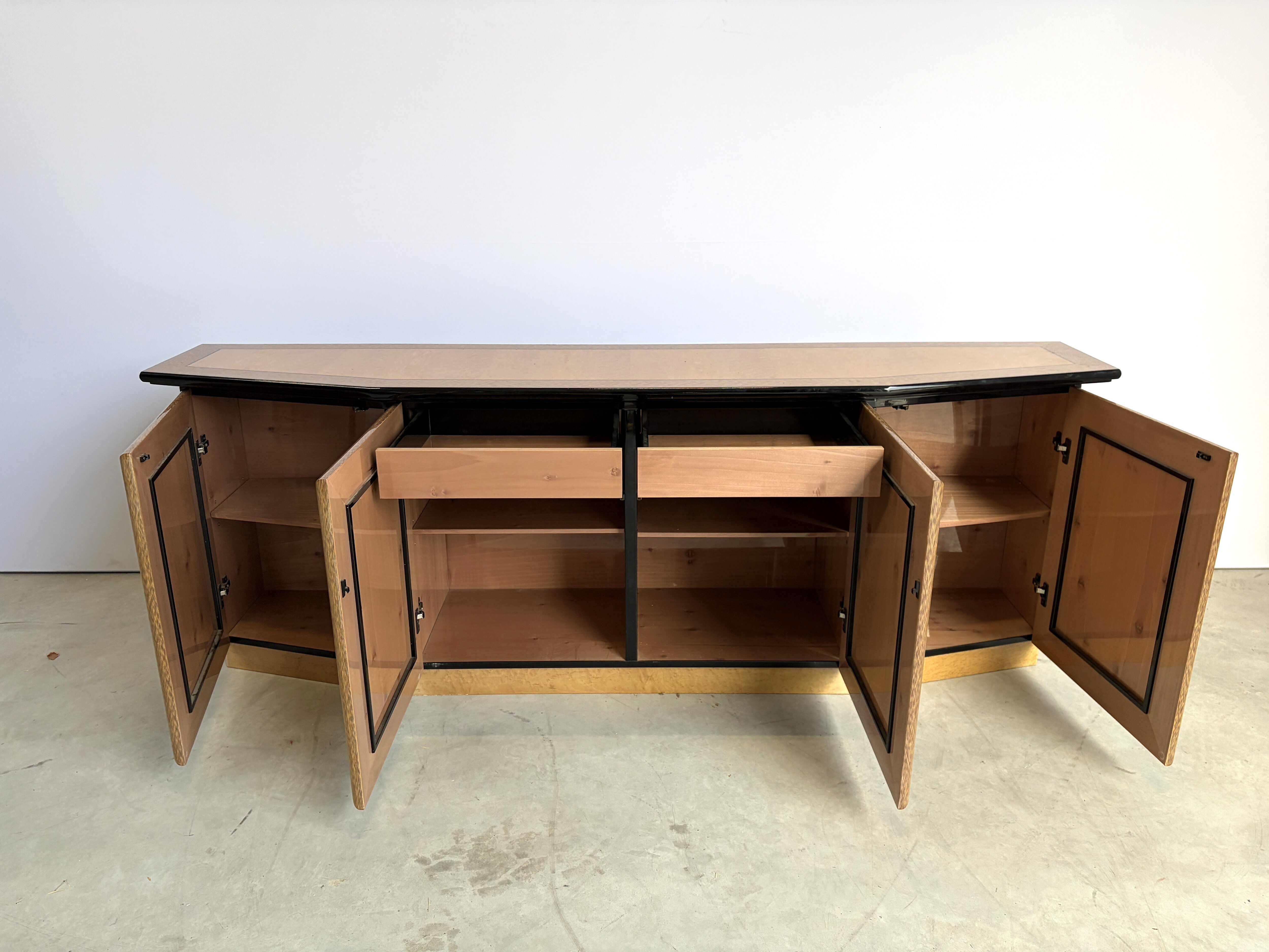 Vintage burl wood credenza, 1980s