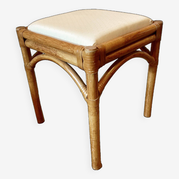 Tabouret en bambou et assise tapissée