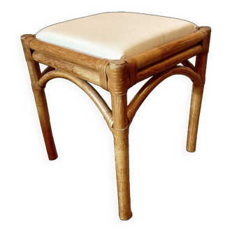 Tabouret en bambou et assise tapissée