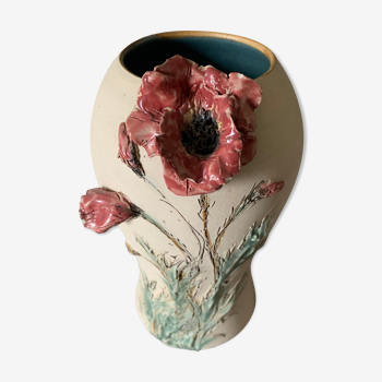 Vase barbotine fleurs