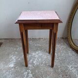 Table billot avec marbre rose art déco