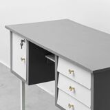 Vintage desk with drawers and metal legs 1970s modernism