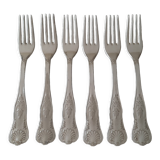 Set of 6 silver metal forks