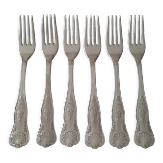 Set of 6 silver metal forks