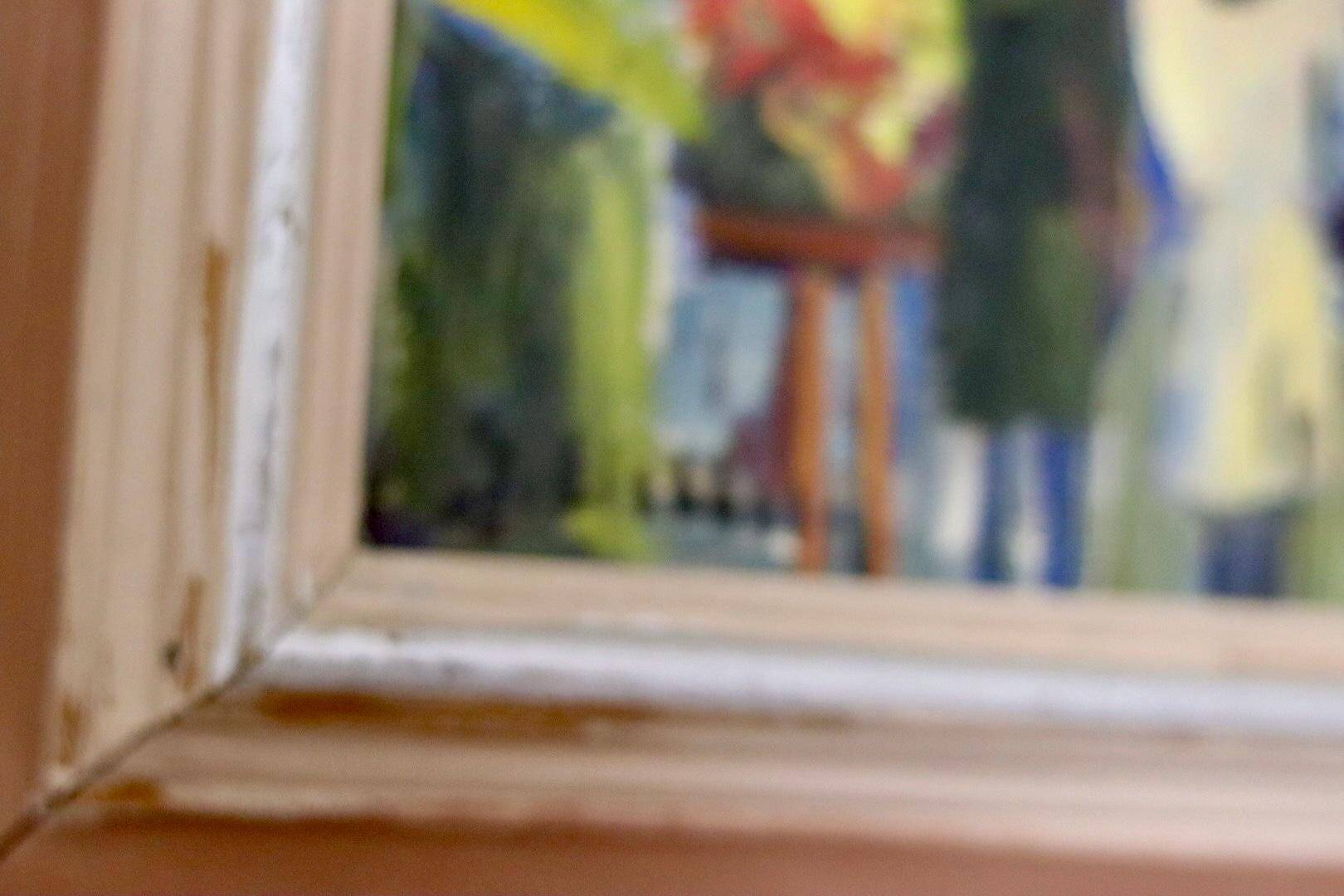 Huile sur panneau suédoise originale « French Street Life » -