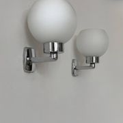 Pair of vintage wall lights, chrome and opaline glass, France, 1970