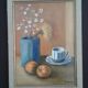 Oil on canvas painting still life with coffee cup. circa 70