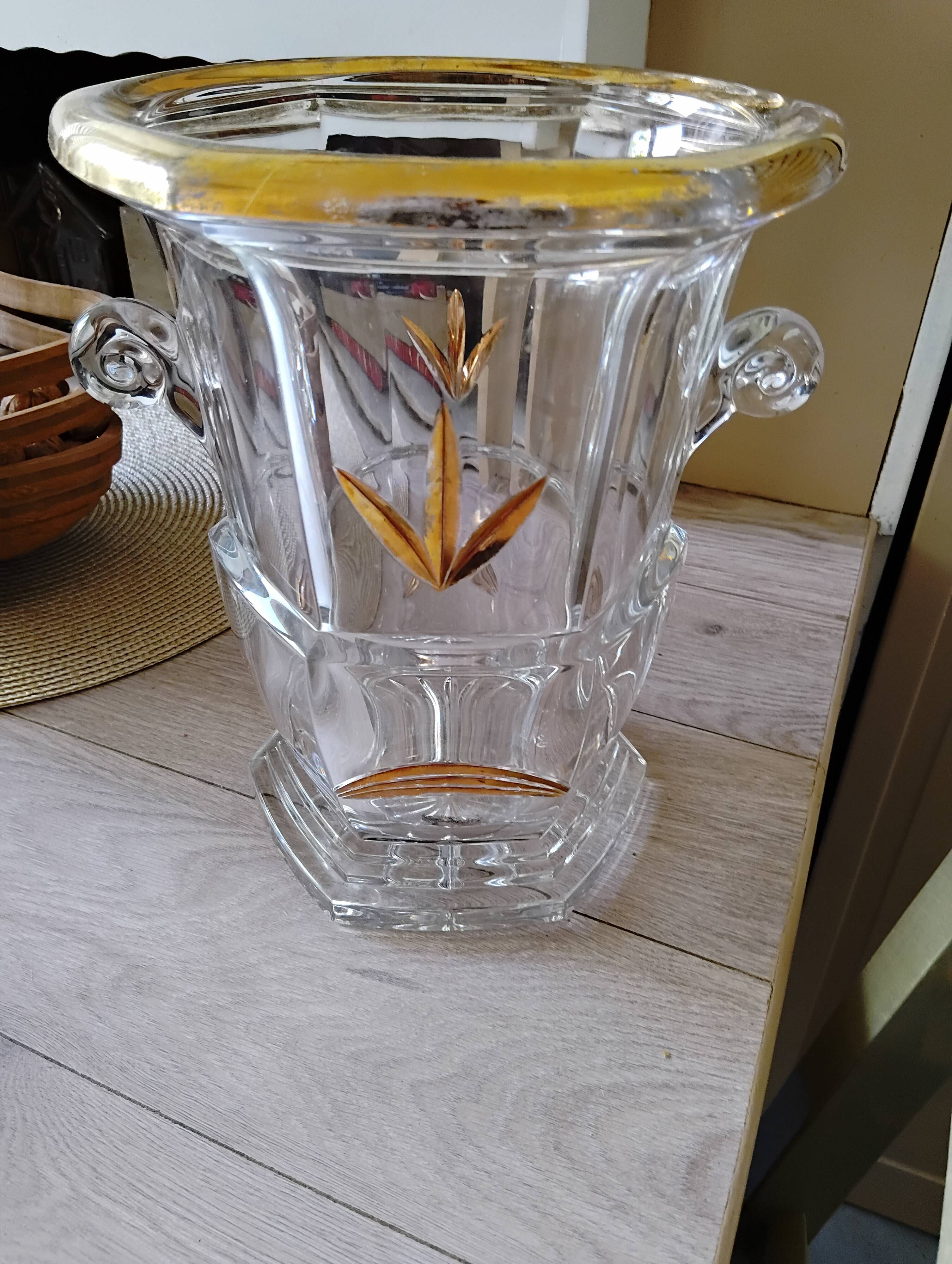 Handcrafted crystal champagne bucket from Lorraine