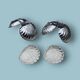 Duo de beurriers vintage en forme de coquillage – inox et verre