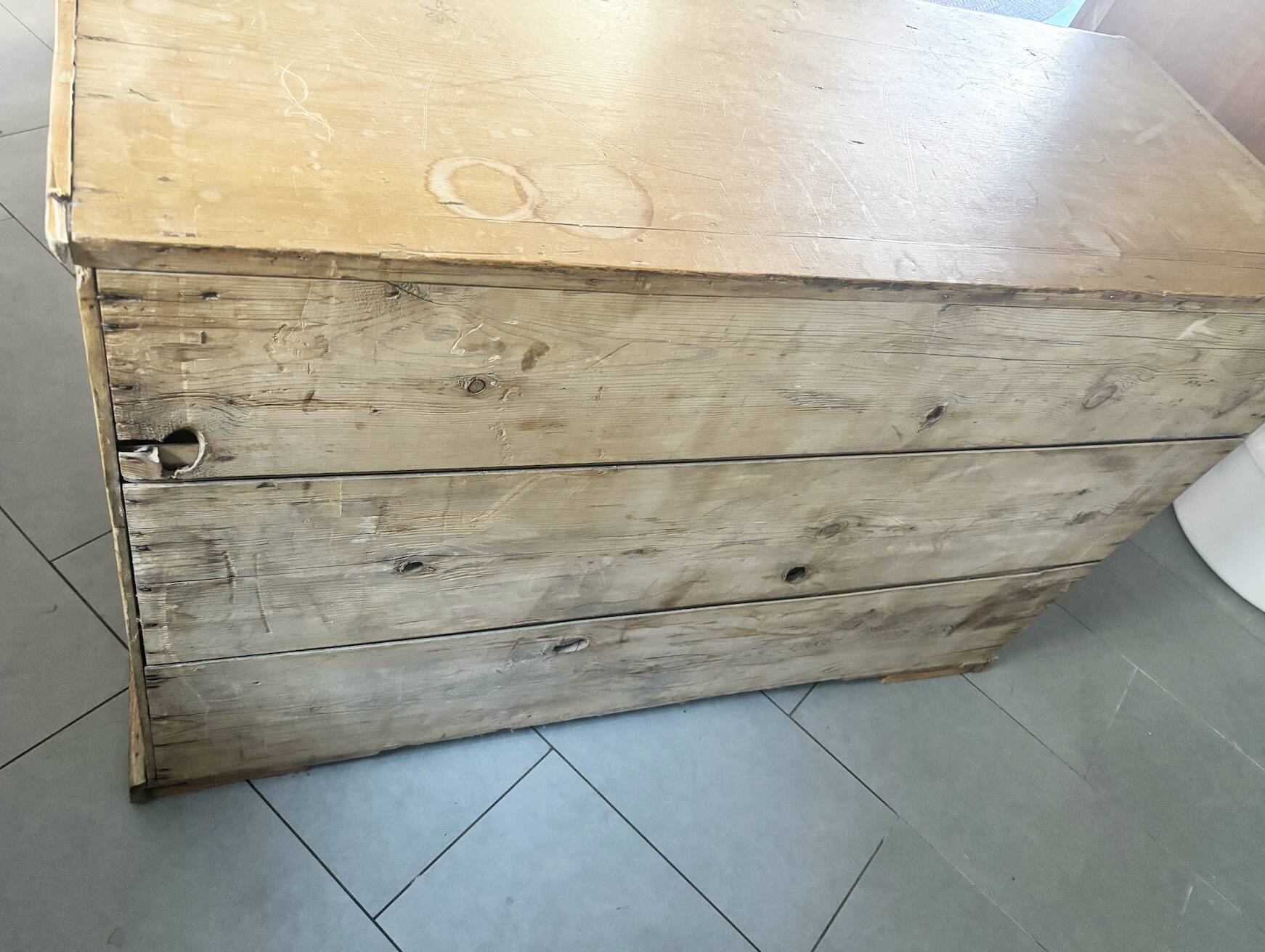 Vintage solid pine English trade counter furniture