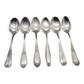 6 large mismatched old silver metal spoons for a chic table