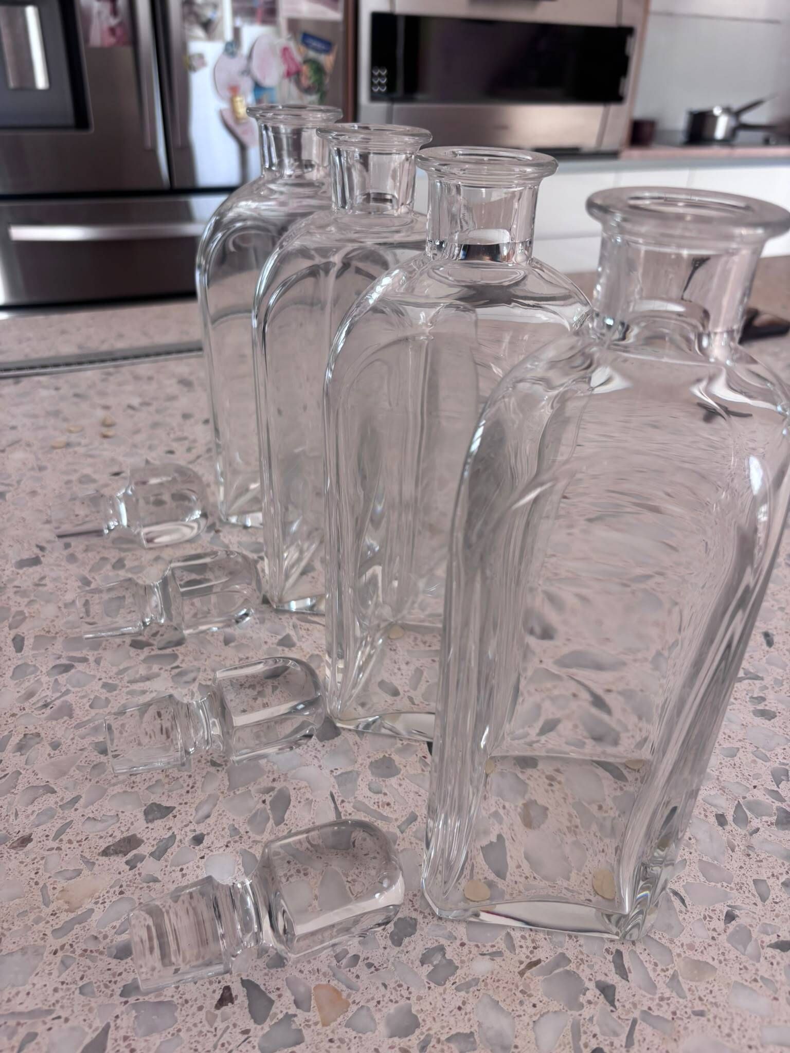 Set 4 Baccarat crystal whisky carafes. Rare Vologne model, created in 1995.