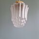 Pair of Art Deco Skyscraper-style pendant lights in frosted glass, 1920-30