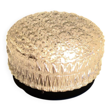 Plafonnier ou applique en verre moulé - design 70's 