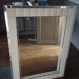 Large vintage tufted velvet mirror