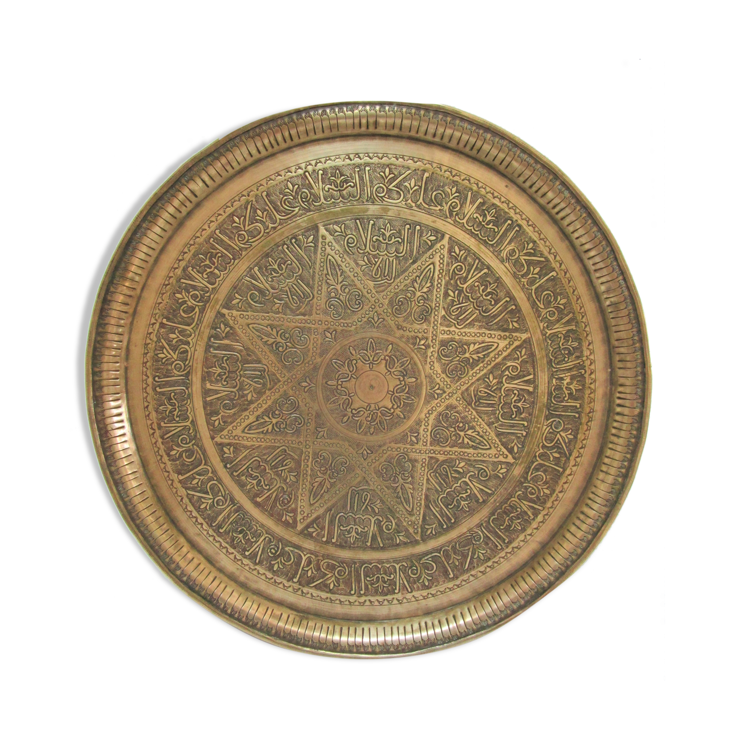 Art top oriental work solid brass vintage diameter 44 cm