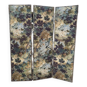 Paravent à trois panneaux, tapissé style Verdure, années 50 – France