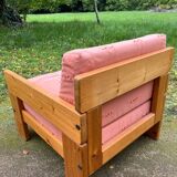 Fauteuil en pin dans le goût de Charlotte Perriand, années 70