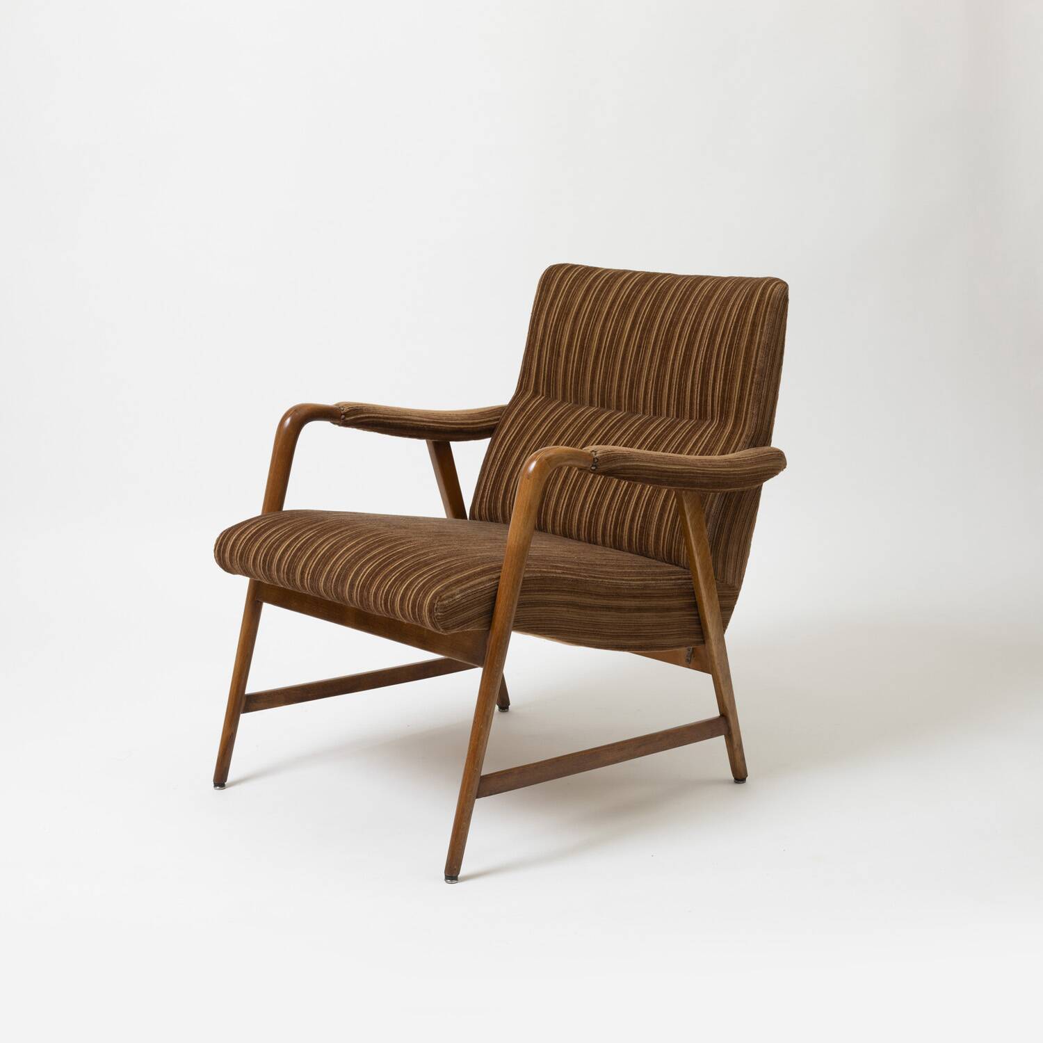 Italian lounge chair in beech and fabric, 1950s