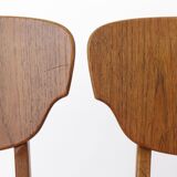 Set of 4 Danish Dining Chairs – Teak & Oak, 1960s, Red-Orange Upholstery
