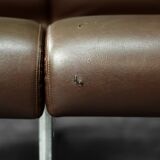 Mid-century modern German vintage canapé lounge, 2-seater, brown steel frame.