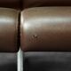 Mid-century modern German vintage canapé lounge, 2-seater, brown steel frame.