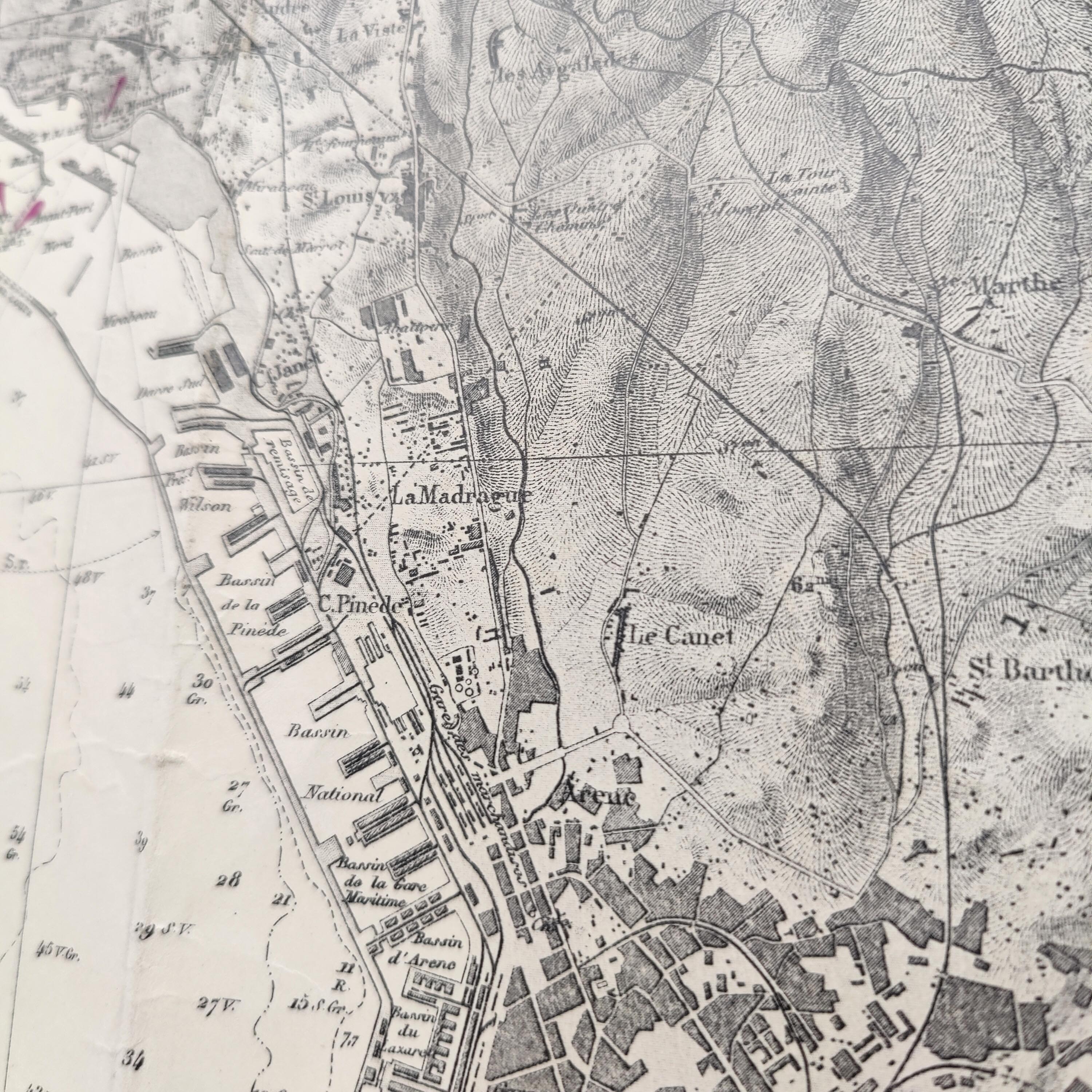 Map of Marseille Méditerranée 1950