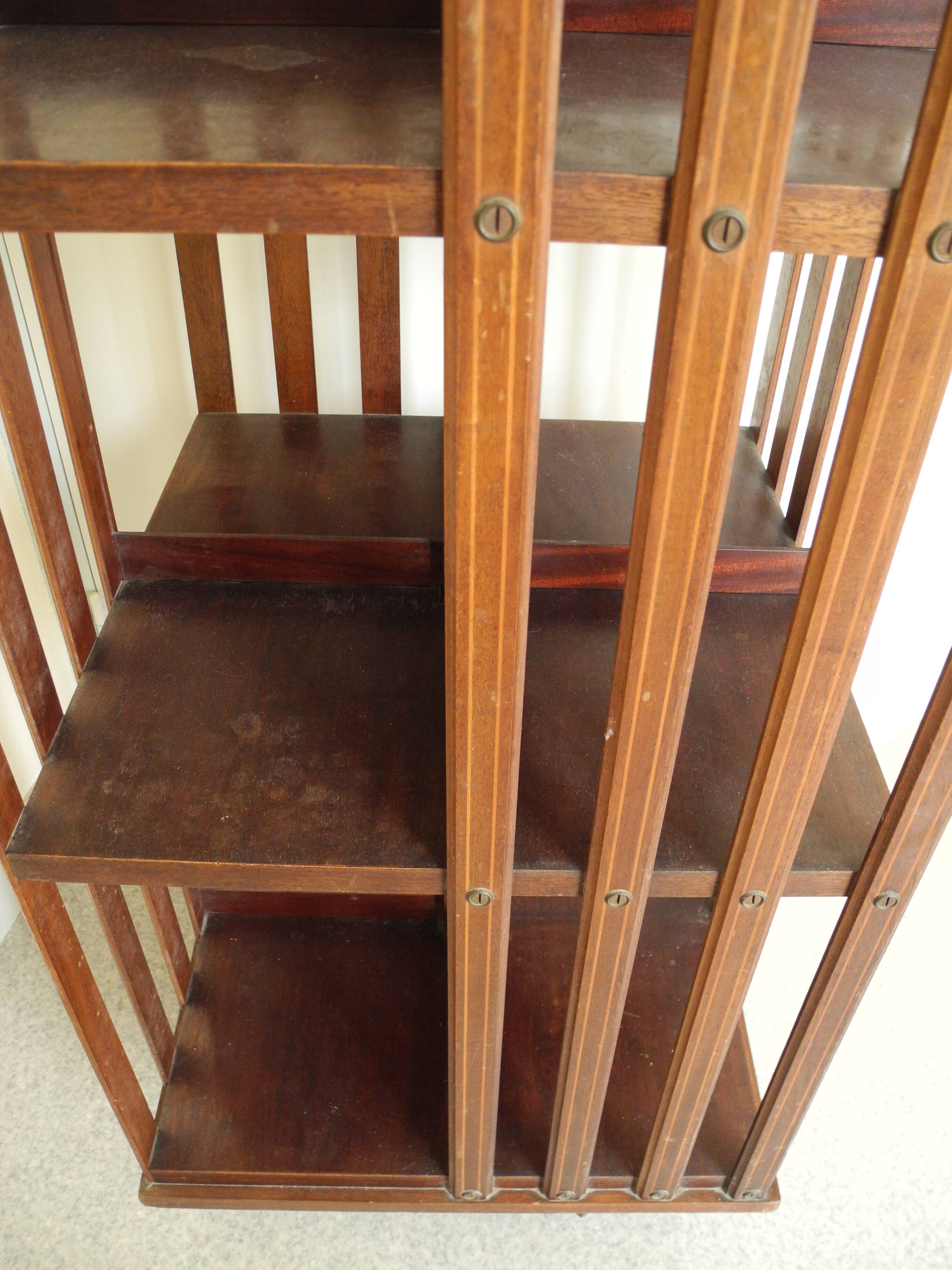 Old pivoting bookcase 3 shelves vintage furniture old furniture