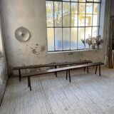 Paire de bancs de ferme en chêne massif 3m
