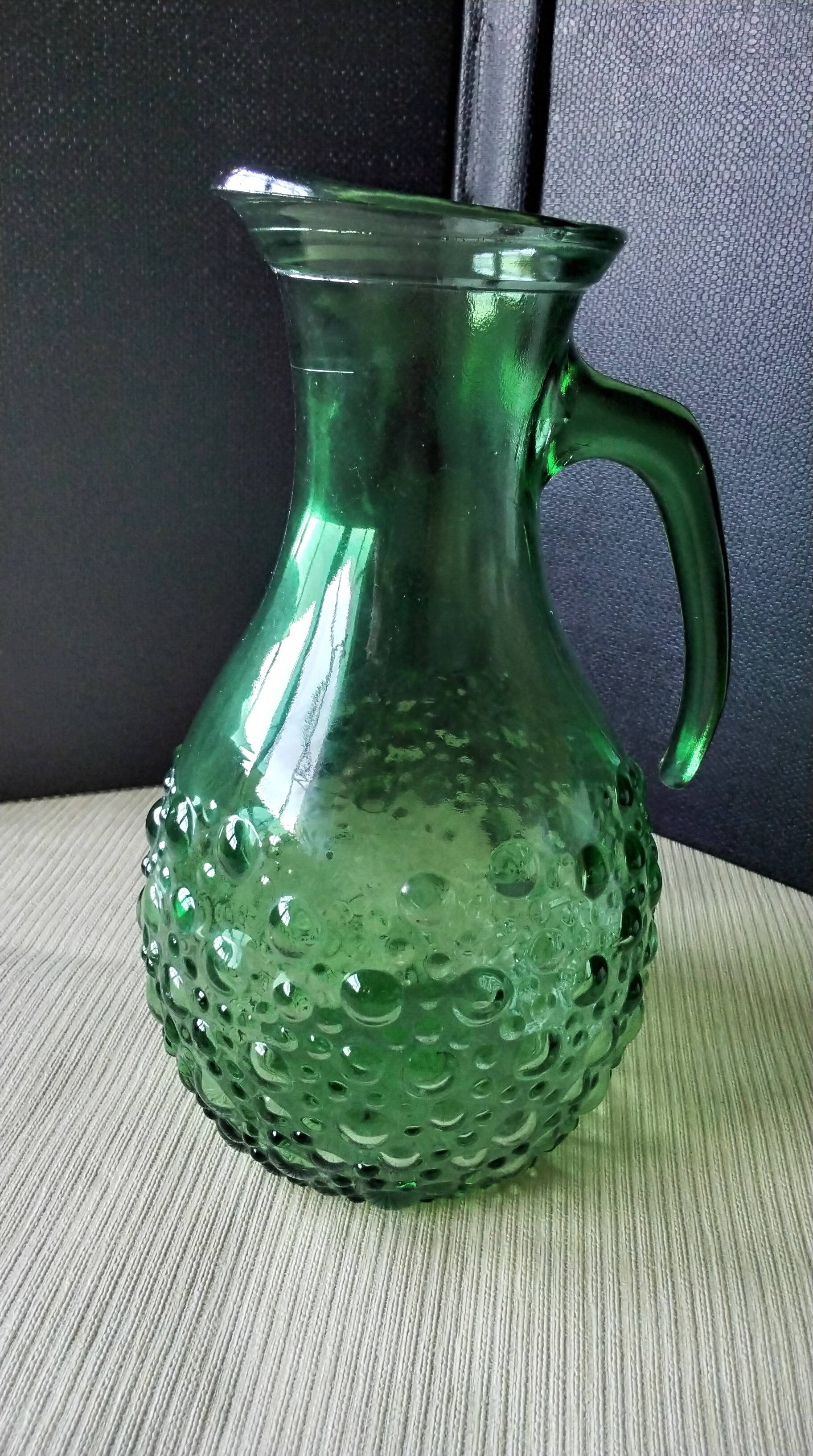 Carafe, jug, green glass water pitcher VEA