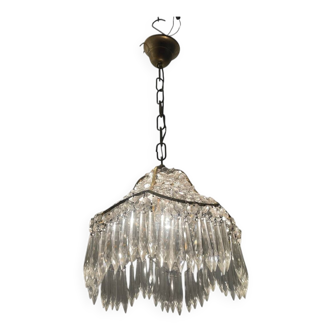 Small Crystal Brass Light Pendant 1960’s