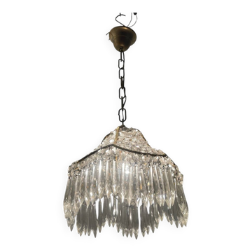 Small Crystal Brass Light Pendant 1960’s